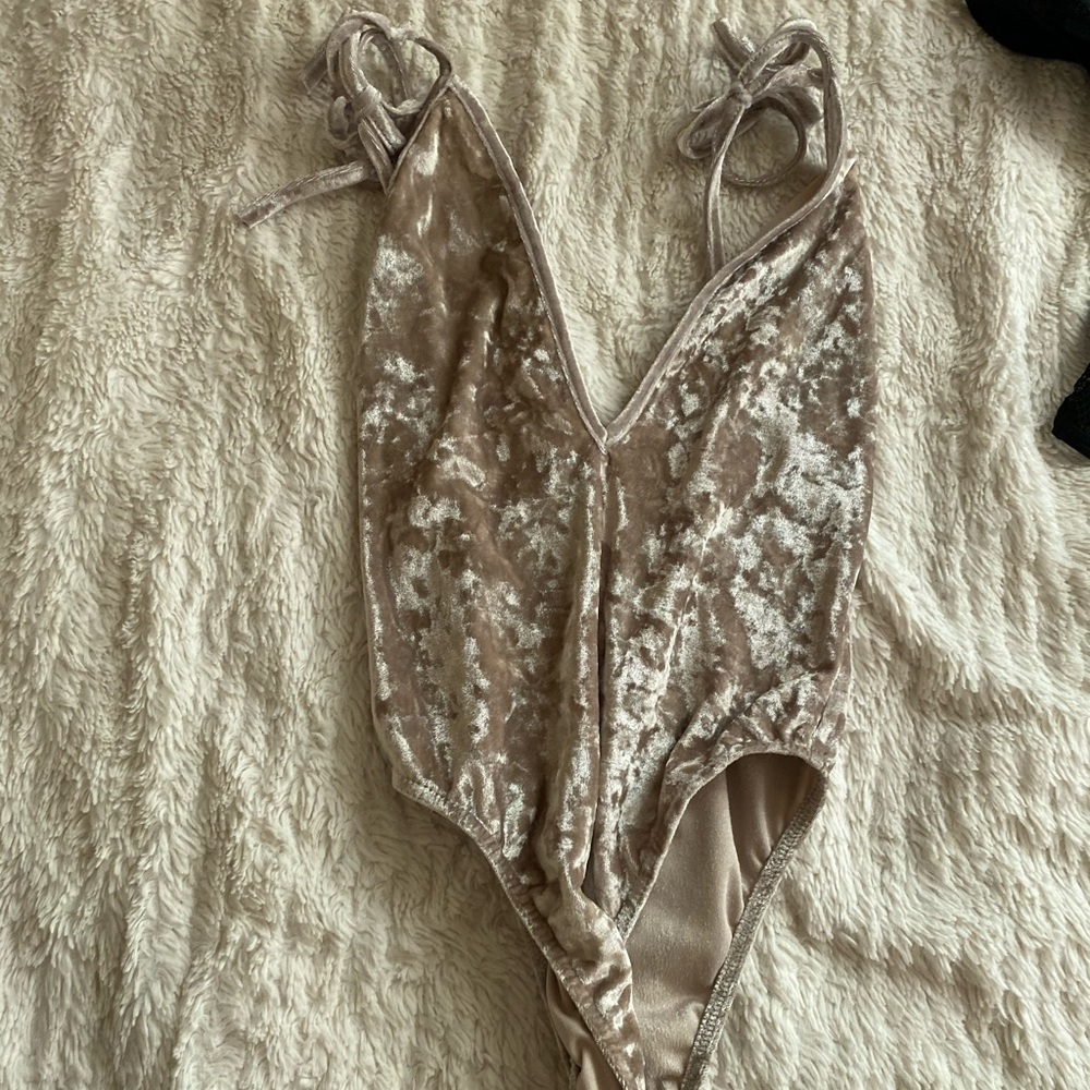 Pink velvet bodysuit